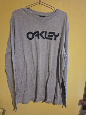 NWT Oakley Men's Size XL Mark II Long Sleeve Tee 2.0 T-Shirt Gray Black Print